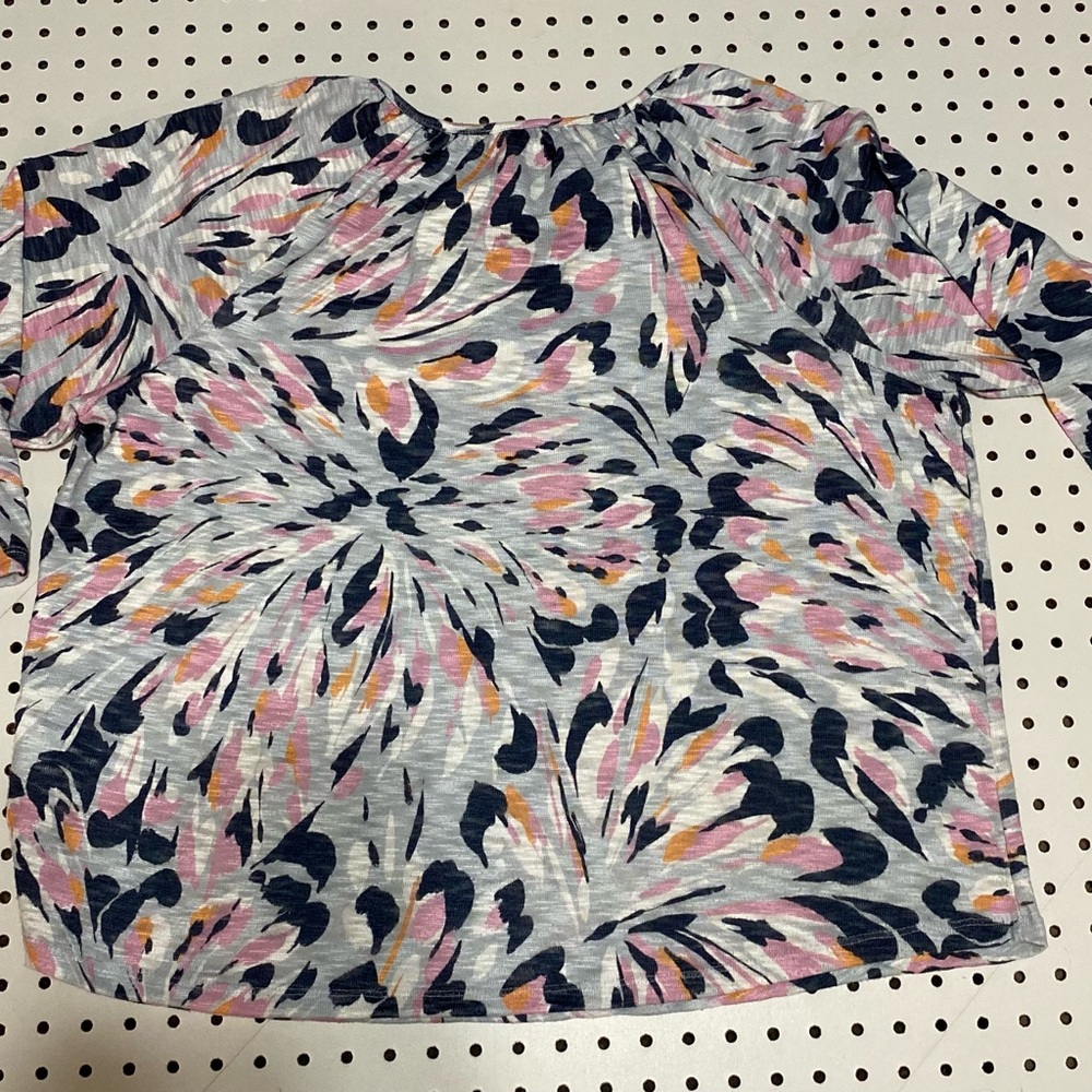 Tribal Women's Long Sleeve Top - Pink, Orange, and Black Swirl